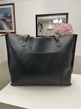 Classic Black Zip-Top Tote Bag
